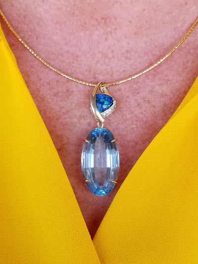 Blue Topaz Necklace For Operas-Theater-Showgirls-Gallery Openings-Derbies-Holidays-Chairty Balls-Ballroom Dances-Western Dances-Topaz Gifts