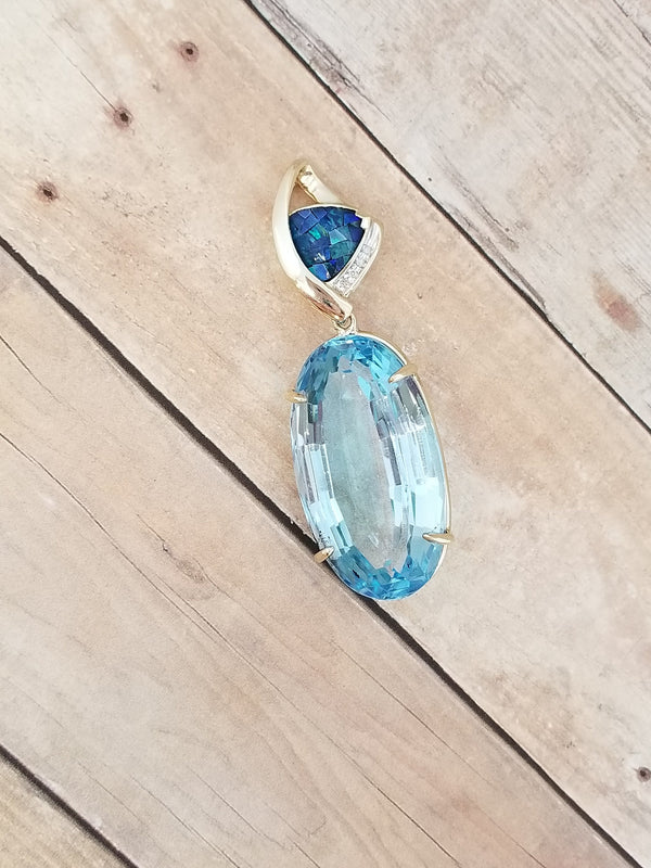 Blue Topaz Necklace For Operas-Theater-Showgirls-Gallery Openings-Derbies-Holidays-Chairty Balls-Ballroom Dances-Western Dances-Topaz Gifts