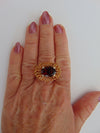 Garnet-Citrine & Diamond Ring For Birthstones-Engagement-Wedding-Cocktail Parties-Operas-Theater-Dinner Dances-Holidays-Cruises-Derbies-Gala