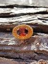 Garnet-Citrine & Diamond Ring For Birthstones-Engagement-Wedding-Cocktail Parties-Operas-Theater-Dinner Dances-Holidays-Cruises-Derbies-Gala