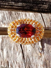 Garnet-Citrine & Diamond Ring For Birthstones-Engagement-Wedding-Cocktail Parties-Operas-Theater-Dinner Dances-Holidays-Cruises-Derbies-Gala
