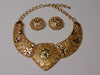 Vintage Jose Barrera Gold Choker and Clip-On Earring Set
