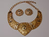 Vintage Jose Barrera Gold Choker and Clip-On Earring Set