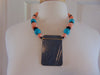 70s Handpainted Enameled Pendant Necklace: Artsy Beaded Jewelry