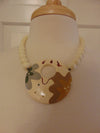 Vintage Enameled Necklace Earring Set: 70s Retro Jewelry