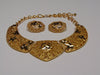 Vintage Jose Barrera Gold Choker and Clip-On Earring Set
