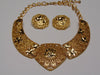 Vintage Jose Barrera Gold Choker and Clip-On Earring Set