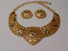Vintage Jose Barrera Gold Choker and Clip-On Earring Set