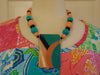 70s Handpainted Enameled Pendant Necklace: Artsy Beaded Jewelry