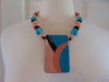 70s Handpainted Enameled Pendant Necklace: Artsy Beaded Jewelry
