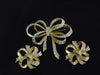 KJL Rhinestone Bow Brooch and Clip Earring Set - 1980s