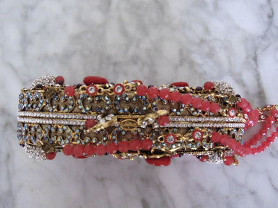 Edidi Red Gemstone Crystal Beaded Purse: Wendy Lau Design