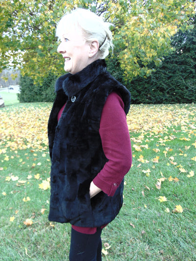 Reversible Black Mink Fur Vest - Ladies Luxury Outerwear