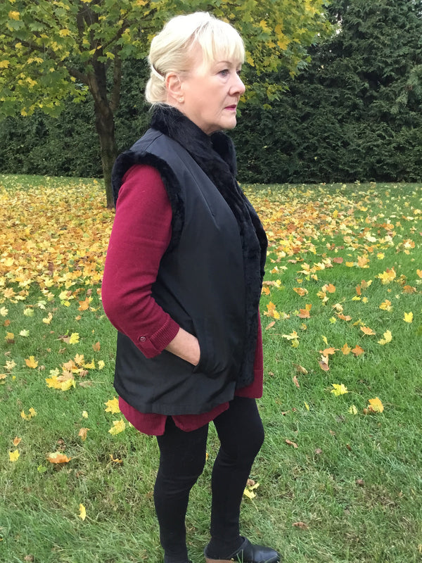 Reversible Black Mink Fur Vest - Ladies Luxury Outerwear