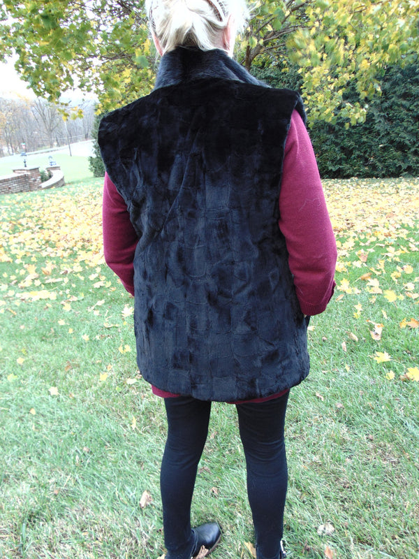Reversible Black Mink Fur Vest - Ladies Luxury Outerwear