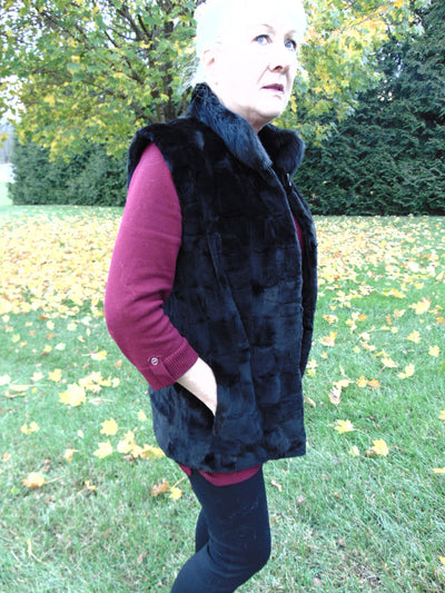 Reversible Black Mink Fur Vest - Ladies Luxury Outerwear