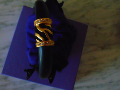 Elizabeth Taylor Zebra Stripe Bracelet: Rhinestone & Gold Accents