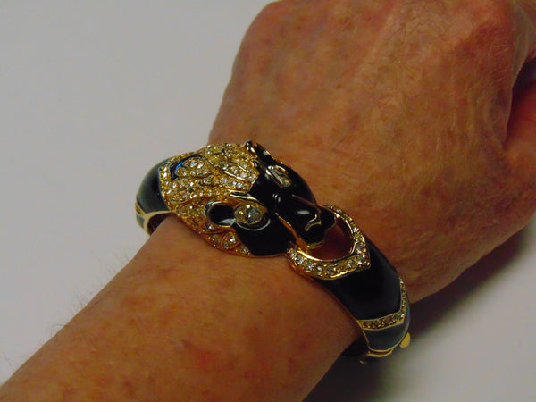 Giorgio Black Panther Bracelet: 90s Crystal Accent Cuff