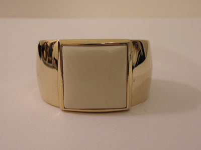 S.M.Kent 1977 Kent Collection Faux Ivory Center On This Gold Tone Cuff Bracelet