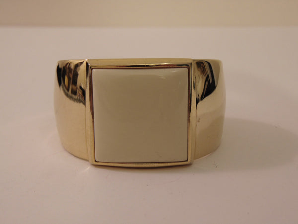 S.M.Kent 1977 Kent Collection Faux Ivory Center On This Gold Tone Cuff Bracelet