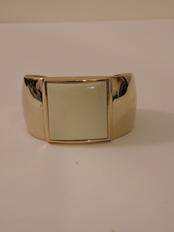 S.M.Kent 1977 Kent Collection Faux Ivory Center On This Gold Tone Cuff Bracelet
