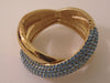Vintage Joan Boyce Gold Cuff Bracelet: Blue Stone Bangle