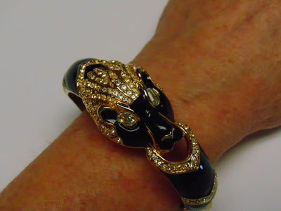 Giorgio Black Panther Bracelet: 90s Crystal Accent Cuff