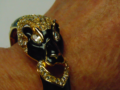 Giorgio Black Panther Bracelet: 90s Crystal Accent Cuff