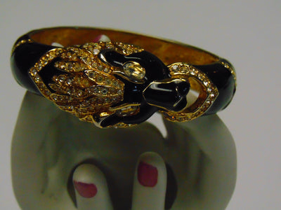 Giorgio Black Panther Bracelet: 90s Crystal Accent Cuff