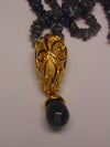 Jose Barrera Quartz Necklace Earring Set: Gold Scroll Clip Ons