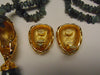 Jose Barrera Quartz Necklace Earring Set: Gold Scroll Clip Ons