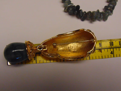 Jose Barrera Quartz Necklace Earring Set: Gold Scroll Clip Ons