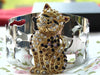Vintage Crystal Kitty Cat Cuff Bracelet - 1990s Silver Tone