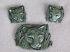 Vintage JJ Pewter Leopard Brooch and Earrings Set