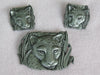 Vintage JJ Pewter Leopard Brooch and Earrings Set