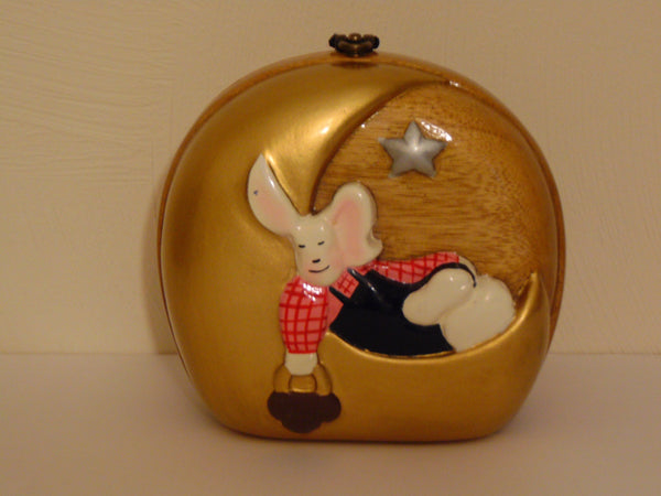 Timmy Woods Rabbit on Moon Wooden Crossbody Purse - Retired