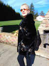 Sculpted Black Sheared Mink Jacket with Beige Inserts - Ladies Sz 14
