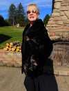 Sculpted Black Sheared Mink Jacket with Beige Inserts - Ladies Sz 14