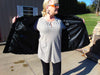 Sculpted Black Sheared Mink Jacket with Beige Inserts - Ladies Sz 14
