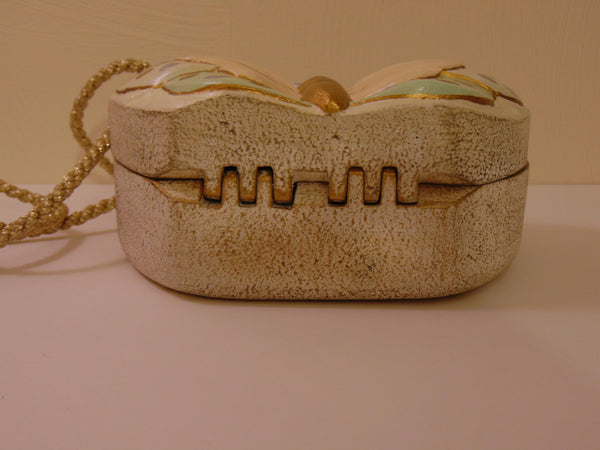 Timmy Woods Butterfly Purse, Pink & Gold Wooden Crossbody