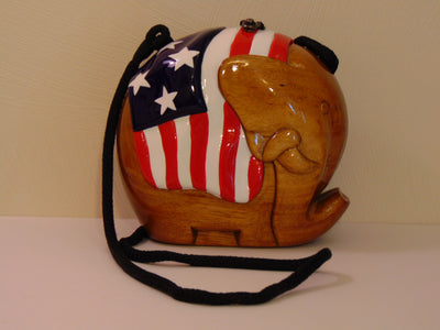 Timmy Woods Elephant Purse: Patriotic Wood Statement Bag