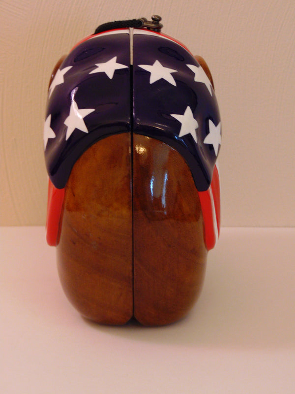 Timmy Woods Elephant Purse: Patriotic Wood Statement Bag