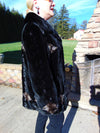 Sculpted Black Sheared Mink Jacket with Beige Inserts - Ladies Sz 14