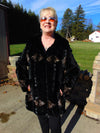 Sculpted Black Sheared Mink Jacket with Beige Inserts - Ladies Sz 14