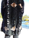 Sculpted Black Sheared Mink Jacket with Beige Inserts - Ladies Sz 14