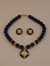 Vintage 80s Necklace Earring Set: Lapis Blue Faux Pearl Jewelry