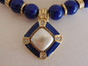Vintage 80s Necklace Earring Set: Lapis Blue Faux Pearl Jewelry