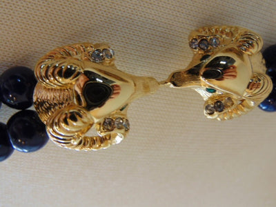 Vintage KJL Necklace and Ram Earrings Set: Avon Gold Tone Jewelry