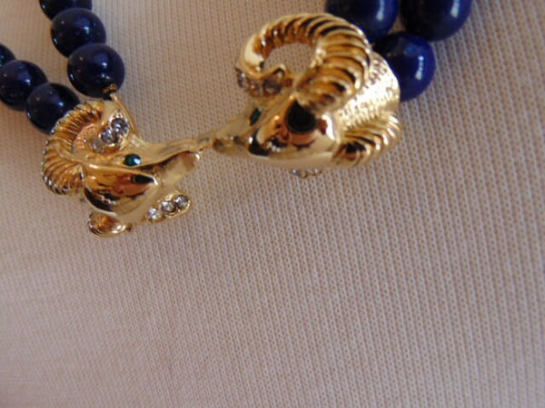 Vintage KJL Necklace and Ram Earrings Set: Avon Gold Tone Jewelry