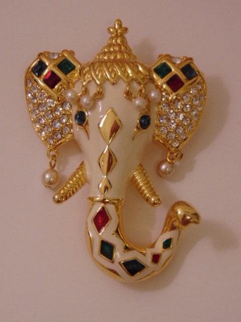 Vintage KJL Elephant Brooch: Kenneth Jay Lane Statement Jewelry